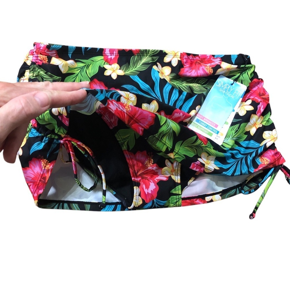 Simply Fit Tankini Swimsuit Top & Bottom Swimwear L Black Tropical Slimm… - Picture 12 of 12